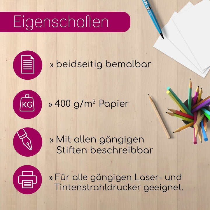 younikat Blanko Papier DIN A3 Weiss - 400g Kartonpapier 50 Blatt I Bastelkarton zum Selbstgestalten