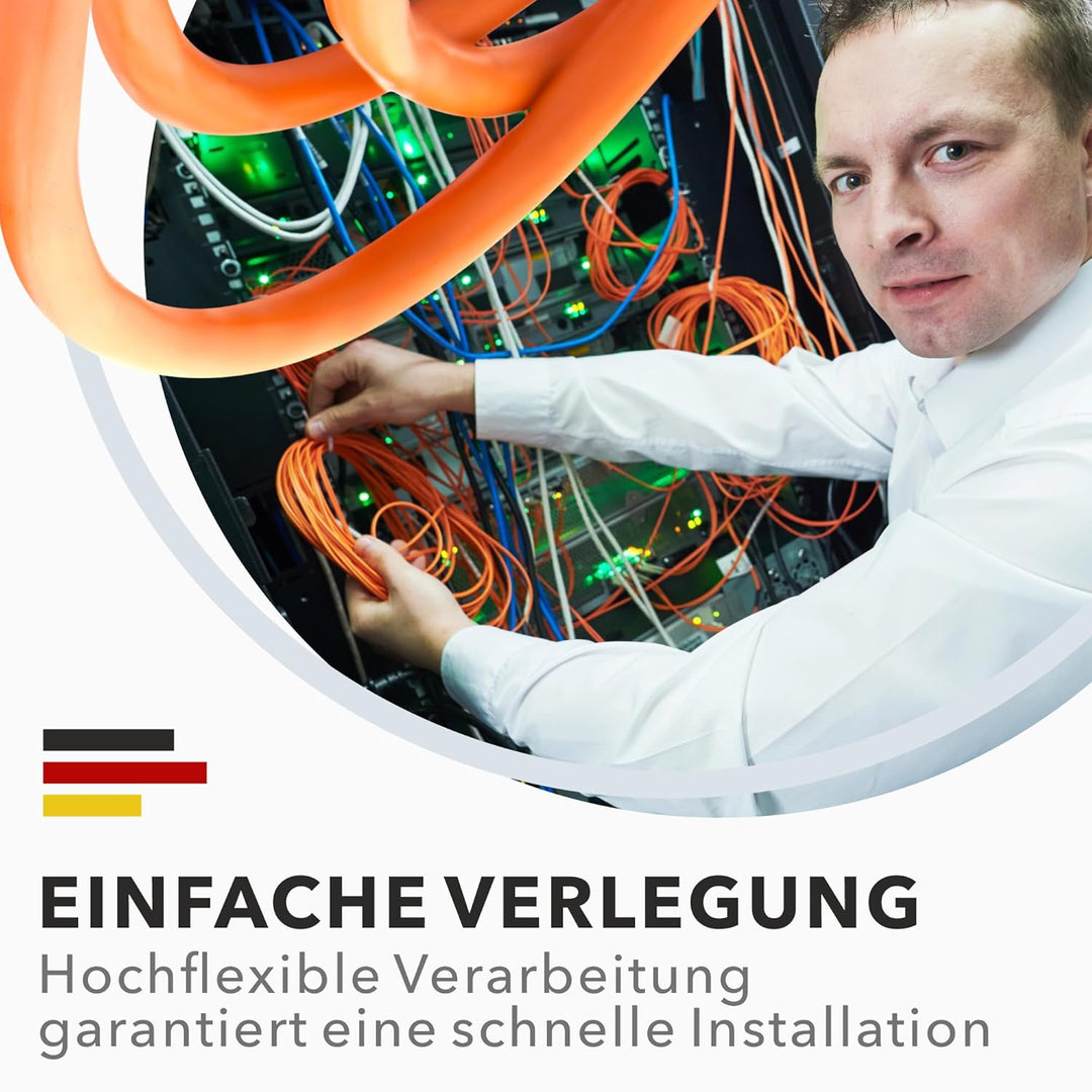 RedStar24 CAT7 Duplex Kabel 50m Verlegekabel Netzwerkkabel CAT 7 Twin LAN Installationskabel SFTP PI