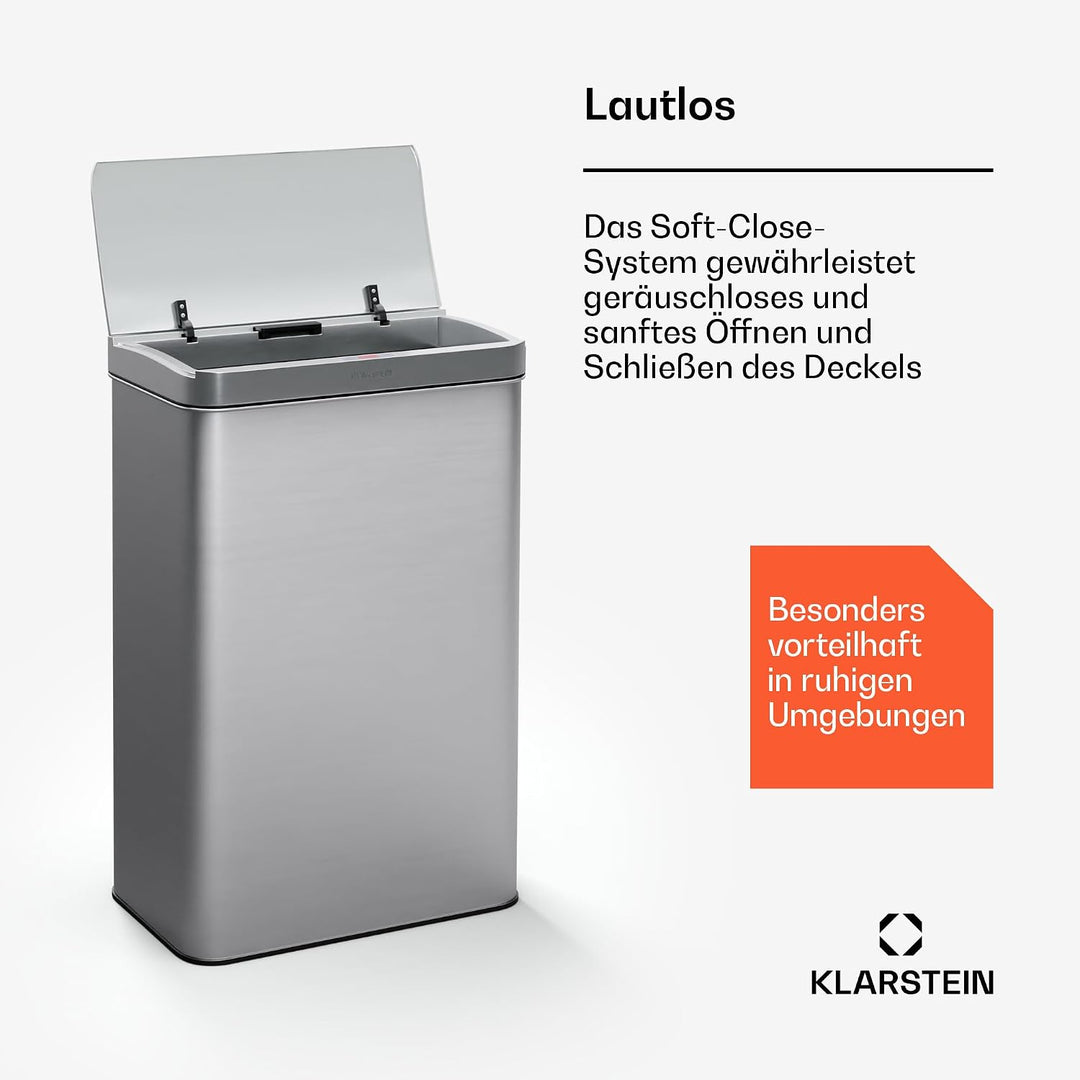 Klarstein Sensor-Mülleimer 50L - berührungslos &amp; hygienisch, Edelstahlgehäuse, Soft-Close-Deckel, id