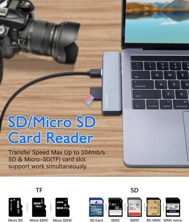 7 in 2 USB C Hub für MacBook Pro/Air, Dock mit 4K HDMI, USB 3.0 &amp; 2.0, SD/TF Kartenleser, Thunderbol
