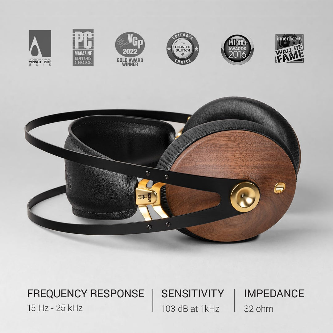 Meze 99 Classics Walnut Gold Audiophiler Over-Ear Kopfhörer, hochwertigen Materialien und hohem Waln