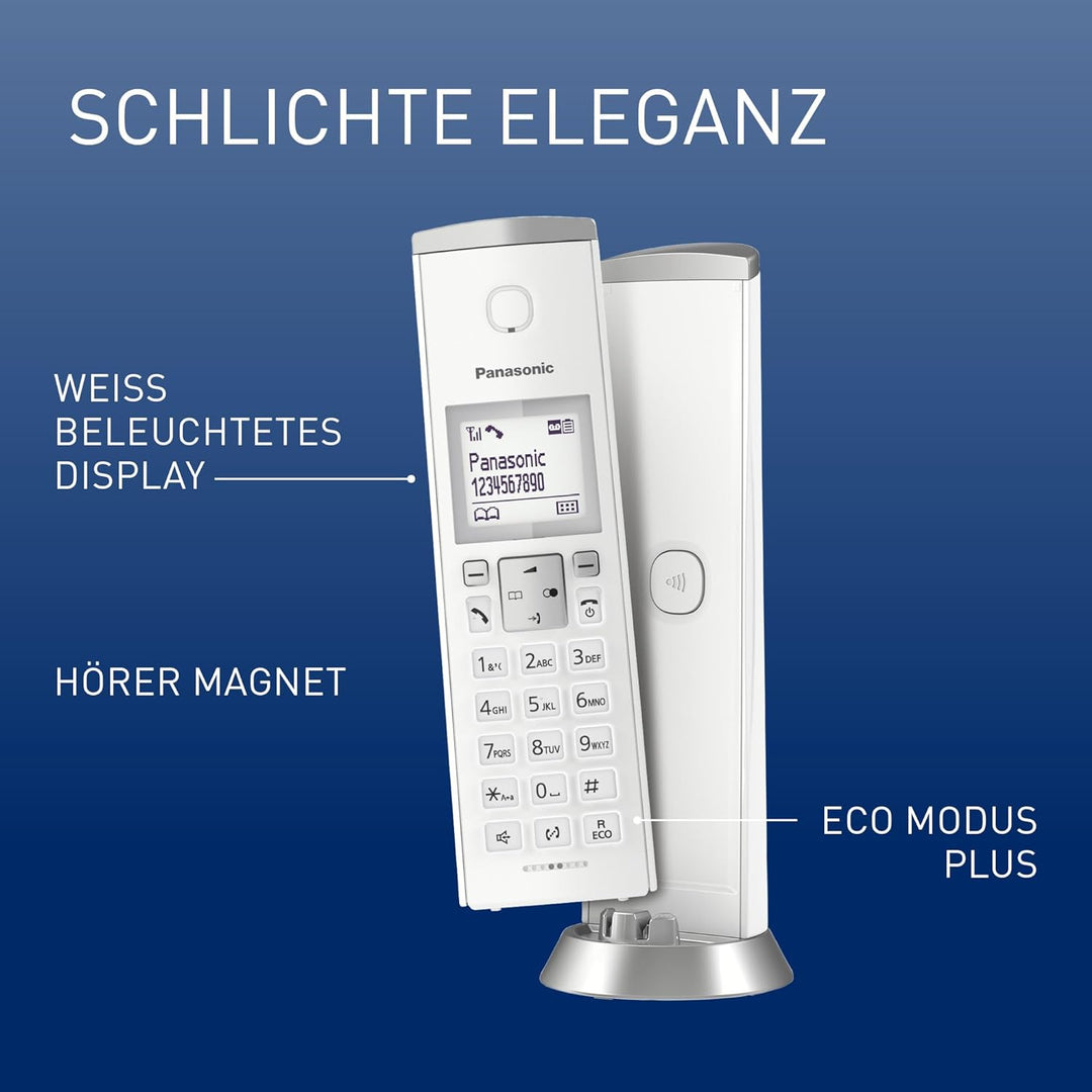 Panasonic KX-TGK220GW Design-Telefon mit Anrufbeantworter (Wecker, Haustelefon (schnurlos), HD-Telef