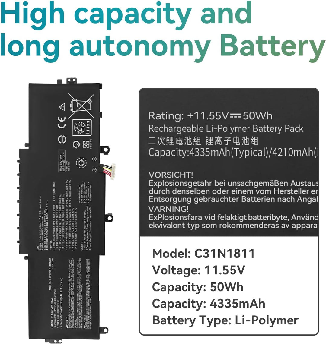 50Wh C31N1811 Laptop Akku für Asus ZenBook 14 UX433F UX433FA UX433FN RX433F RX433FA RX433FN BX433F B
