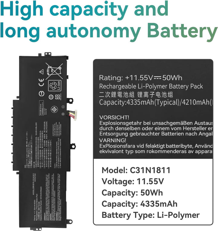 50Wh C31N1811 Laptop Akku für Asus ZenBook 14 UX433F UX433FA UX433FN RX433F RX433FA RX433FN BX433F B