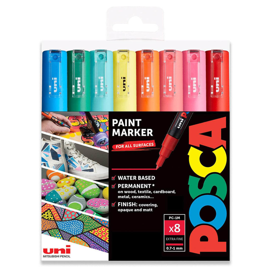 Posca - PC-1M Art Paint Marker – Set mit 8 Stück – in Kunststoffhüllen – Sommertöne