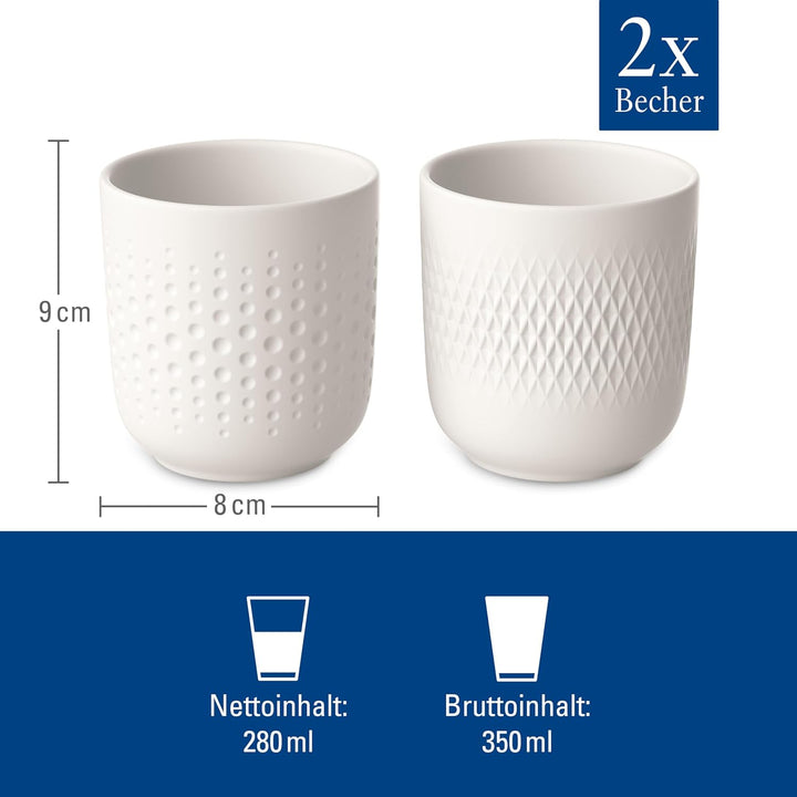 Villeroy & Boch – Manufacture Collier blanc Becher Set 2 teilig, Premium Porzellan Becher Set 2tlg W