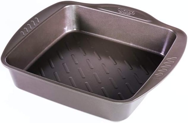 Pyrex asimetriA Bräter aus Metall, leicht zu greifen, quadratisch, 24 x 24 cm, Braun Quadratisch 24x
