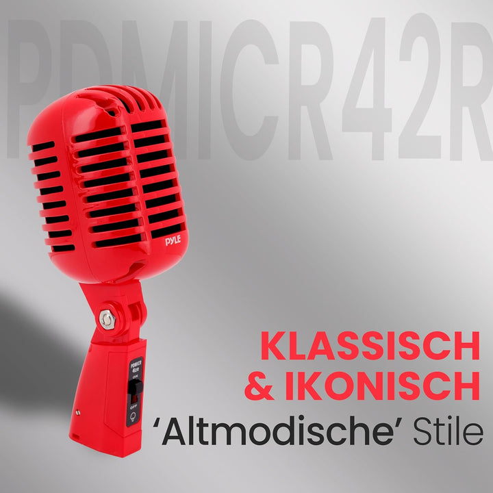 Pyle pdmicr42r Classic Retro Vintage Style Dynamisches Vocal Mikrofon mit 16 FT XLR-Kabel (rot) 8.30