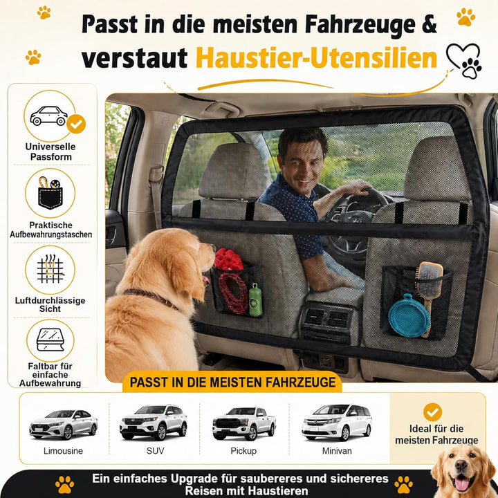 Hundegitter Auto Rücksitz &amp; Kofferraum, 142x81cm Universal Trenngitter Kofferraum Hund mit Kausicher