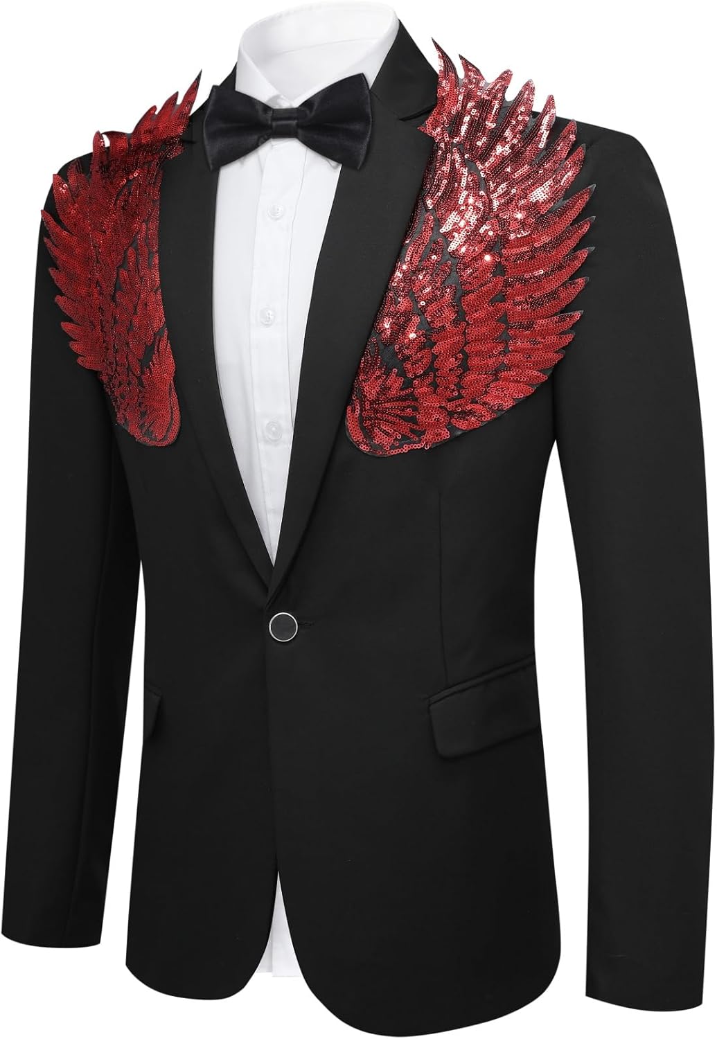 Allthemen Herren Sakko mit Pailletten Smokingjacke Glitzer Bunte Blazer für Party Abschlussball XS R