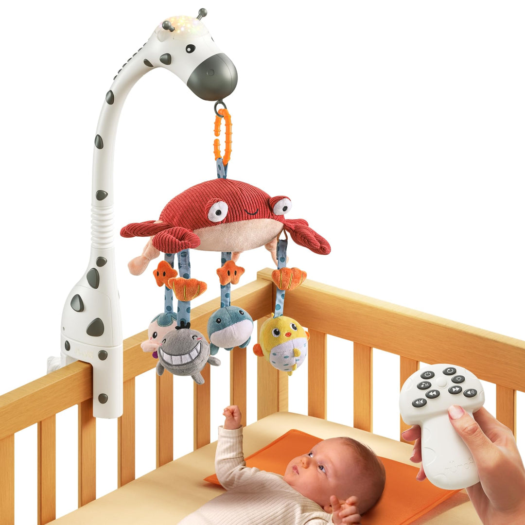 TUMAMA Baby Musikalische Krippe Mobile mit Projektor Spiegel Weiche Hängende Spielzeug Schlaflieder