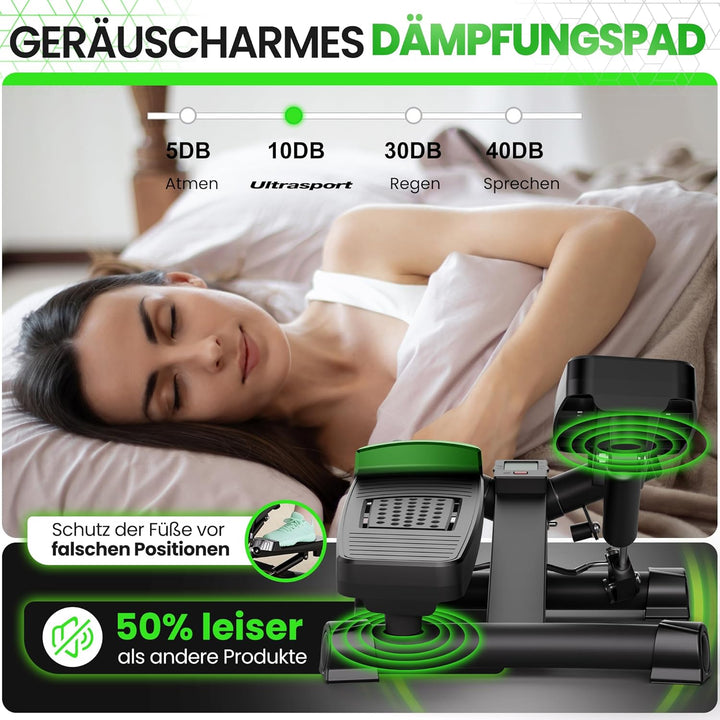 Ultrasport Stepper für Zuhause I Mini Stepper Fitness, 2 in 1 Up-Down Swing Stepper mit Power Ropes