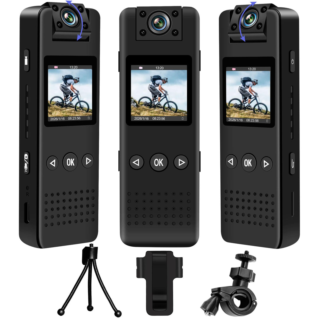 cyi Mini Action Kamera, Tragbare Body Camera mit 180° Drehbarem Objektiv, FHD Körperkamera Mini mit