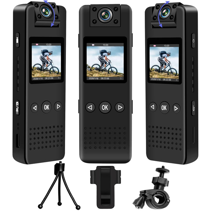 cyi Mini Action Kamera, Tragbare Body Camera mit 180° Drehbarem Objektiv, FHD Körperkamera Mini mit