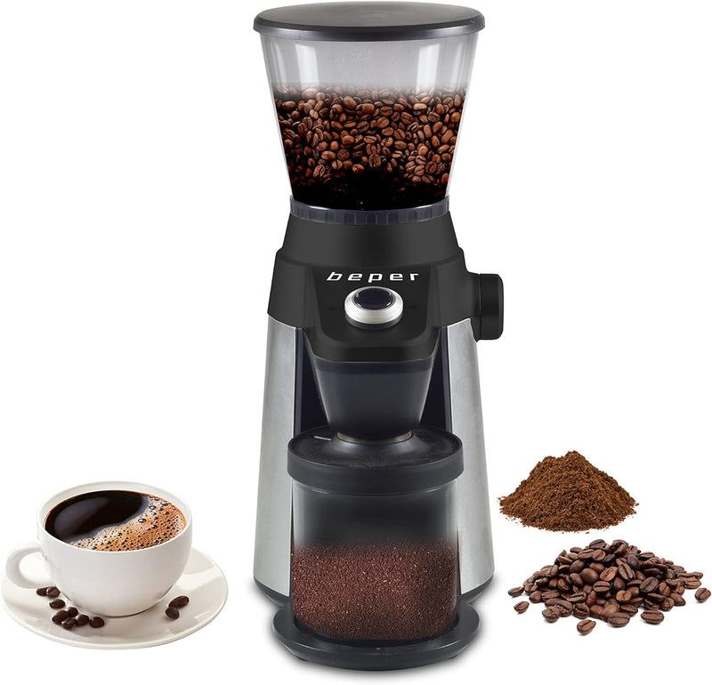 BEPER BP.580, Profi-Druck-Kaffeemühle, 15 Mahlgrade, Mahlgradeinstellung, Sicherheitssystem, inkl. R