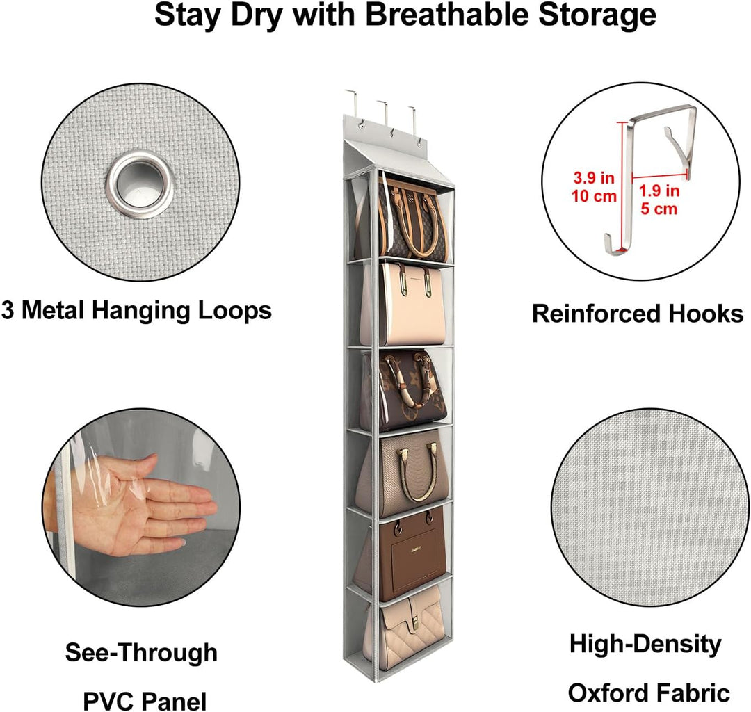 Lirex Geldbörsen-Organizer, 6 Taschen Handtaschen-Organizer mit Reissverschluss zum Aufhängen, für S