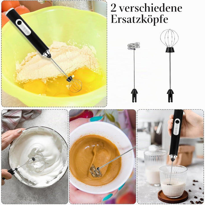 Milchaufschäumer Elektrisch Edelstahl Melektrischer Schneebesen USB Wiederaufladbar Milchschäumer G
