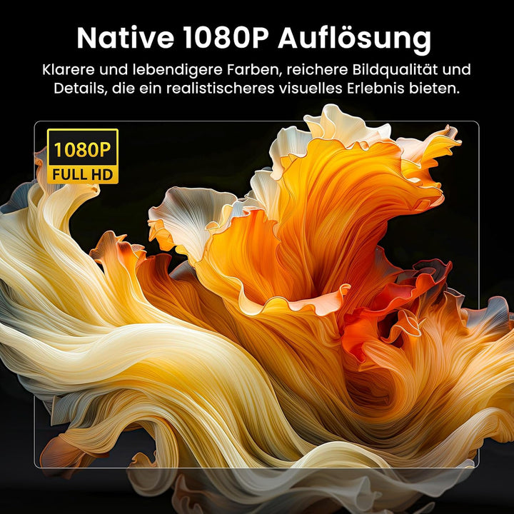 Mini Beamer, HAPPRUN H1 Full HD Beamer mit Bluetooth – Native 1080P Tragbarer Outdoor Projektor mit