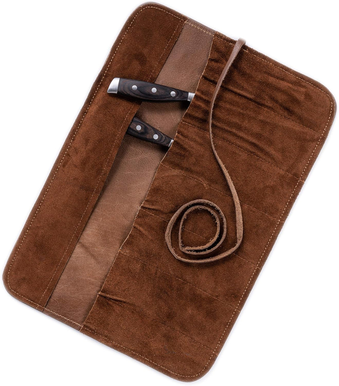 Angus Stoke Hochwertige 7-Fach Echt-Leder Kochmesserrolle Steve – Rolltasche Werkzeugtasche verschli