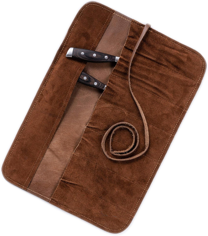 Angus Stoke Hochwertige 7-Fach Echt-Leder Kochmesserrolle Steve – Rolltasche Werkzeugtasche verschli