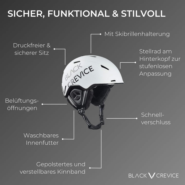 Black Crevice Skihelm Vail I Stossfester Skihelm in sportlichem Design I Skihelm Herren &amp; Damen I Sn