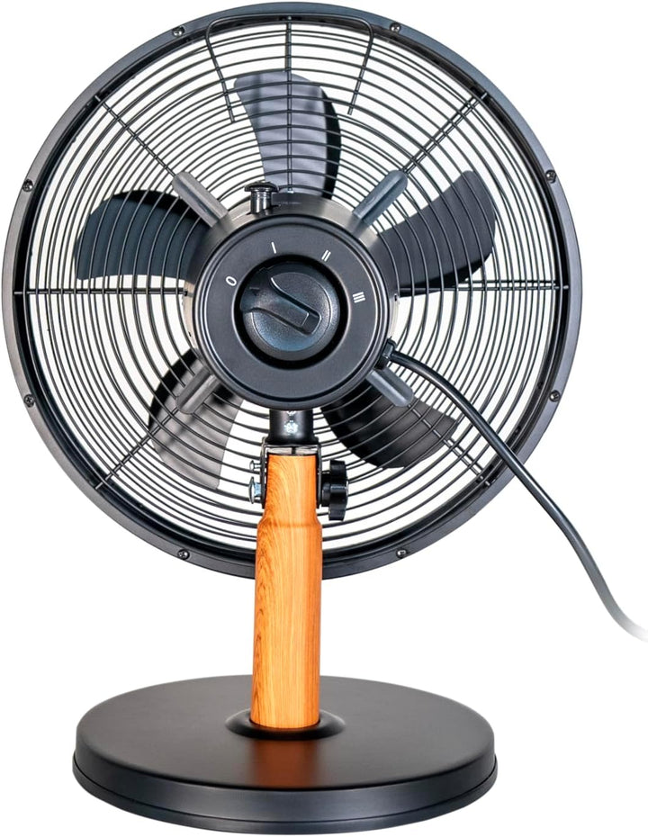 Unold 86715 Tischventilator Black Steel - Schwarz, 35 W, 3-stufige Geschwindigkeitsregelung, Oszilla