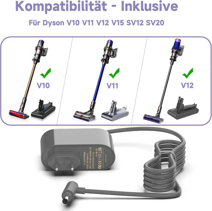 shefor 30.45V LadeKabel Netzteil Kompatibel mit Dyson V12 V10 V11 V15 SV12 SV14 SV15 SV16 SV20 SV22