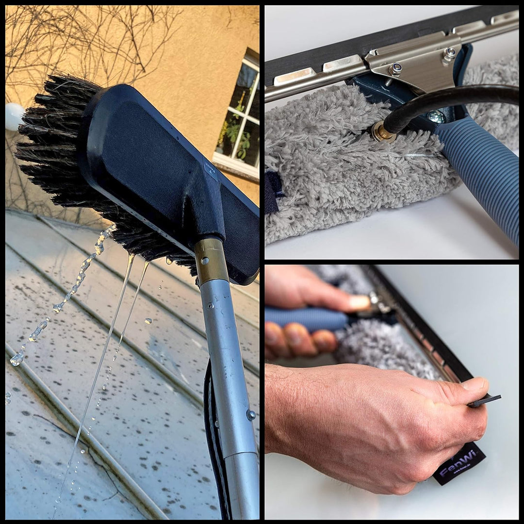 FenWi Nachrüst-Set für Profi ALU Teleskopstange in Wasserteleskopstange mit Schlauchanschluss Waschb