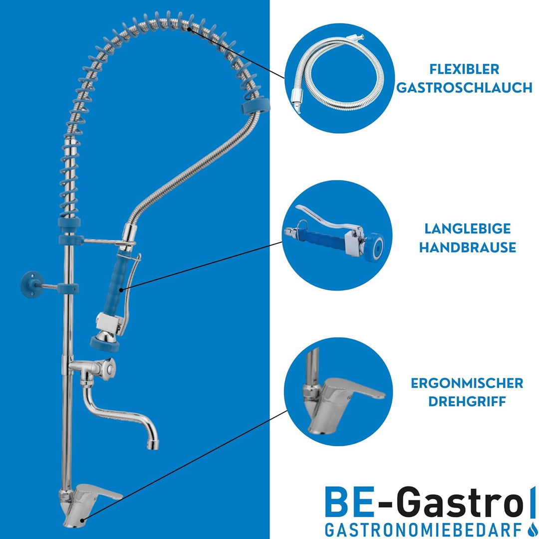 BE-GASTRO I Profi Gastro Geschirrbrause Einloch "Premium" Hebelgriff inkl. Wasserhahn, Mischbatterie