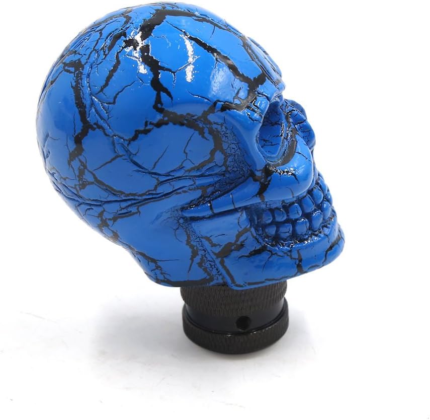 sourcing map Totenkopf-Stil Auto LKW manuell Schalthebel Schaltknauf Hebelschalter Blau