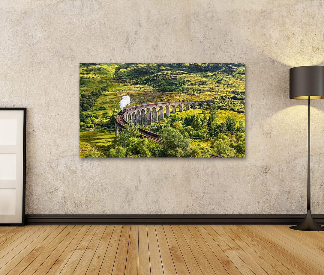 islandburner Bild auf Leinwand Glenfinnan Eisenbahn Viadukt Schottland Dampf Zug Jacobite Bilder Wan