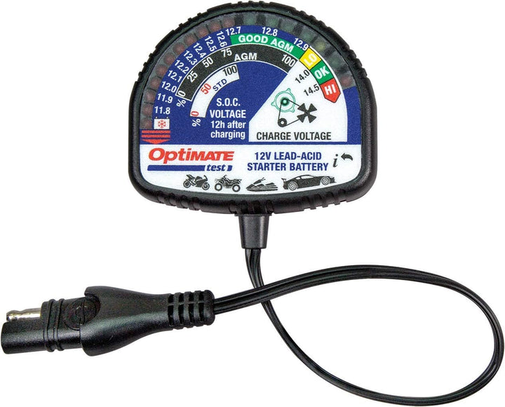 OptiMate TecMate Tester, TS130, Ladezustandstester-alle 12V-Blei-Säure-Batterien, schwarz OptiMATE T