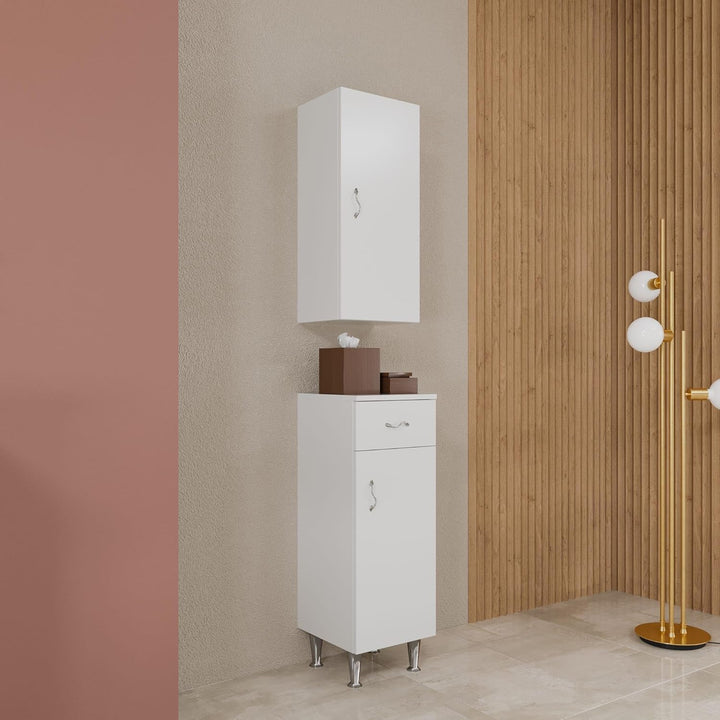 KIAMAMI VALENTINA Weisser Badezimmerschrank mit Chromfüssen
