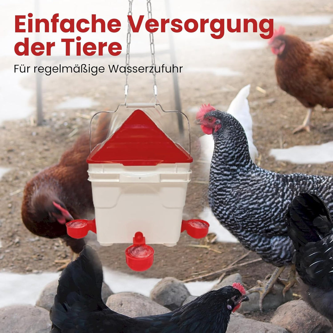 Tränkeeimer für Geflügel - Hühnertränke eckig - 8 Liter mit Füssen
