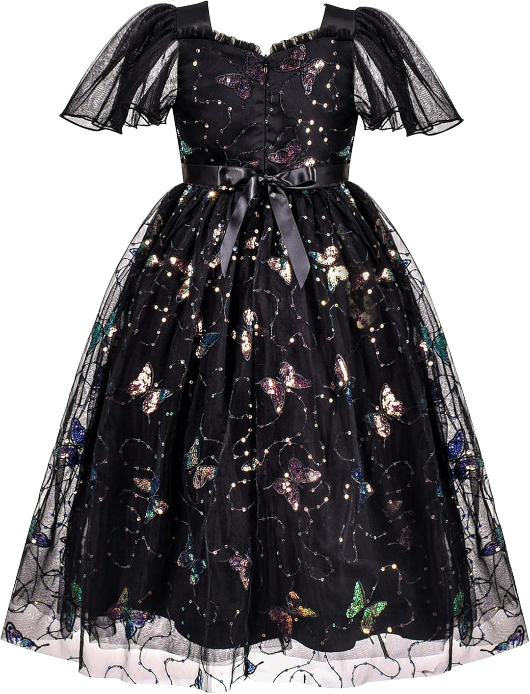 Sunny Fashion Mädchen Kleid Blume Schnüren Saum Hochzeit Erstkommunion Gr. 110-158 116 Schwarzer Sch