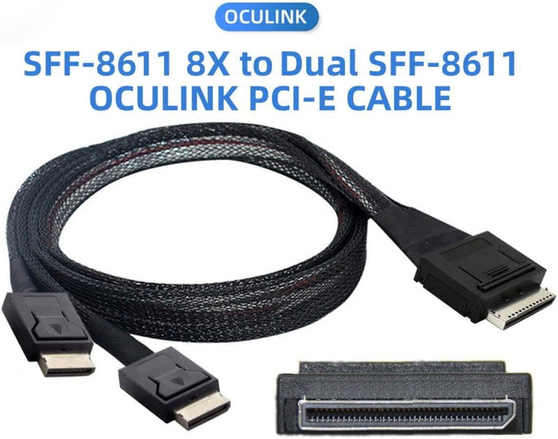 chenyang CY SFF-8611 auf SFF-8611 Kabel,OCuLink PCIe PCI-Express SFF-8611 8x 8-Lane 1 Stecker auf 2