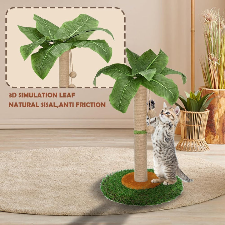 HOMYHANDS Kratzbaum für Indoor-Katzen und Kätzchen, 60 cm hoch, Katzenkratzbaum mit Sisalseil, Palme