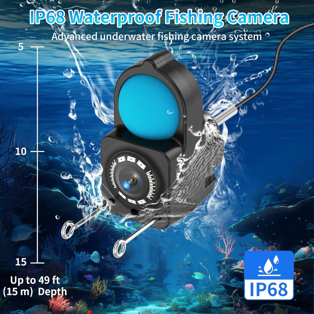 1080P HD Fischfinder Echolot Angeln mit 4.3-Zoll-LCD, 15 m Wasserdichtem IP68-Kabel und 6 IR-Nachtsi