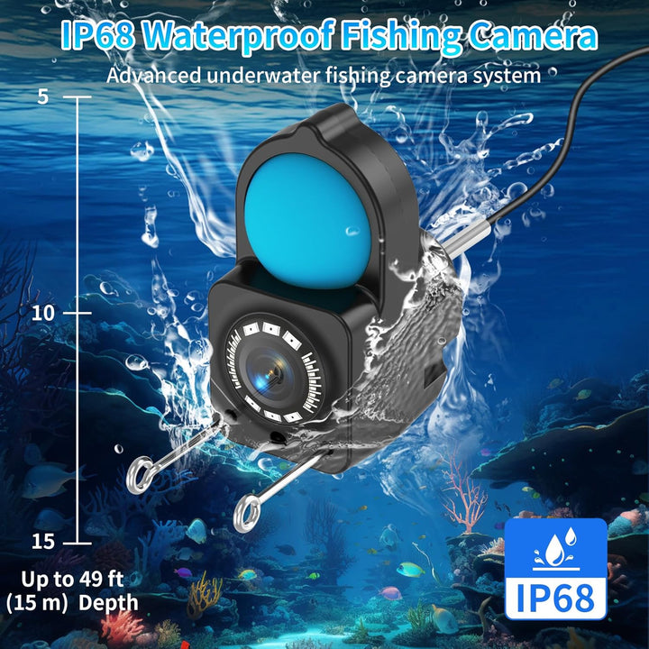 1080P HD Fischfinder Echolot Angeln mit 4.3-Zoll-LCD, 15 m Wasserdichtem IP68-Kabel und 6 IR-Nachtsi