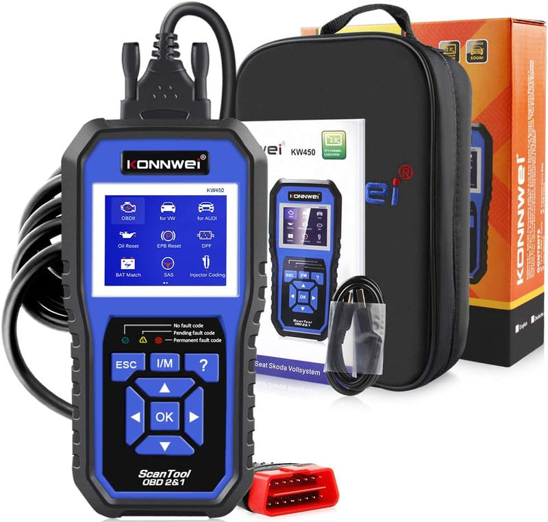 KONNWEI KW450 OBD2 Diagnosegerät Kompatibel Mit VAG Fahrzeuge Alle Systeme KFZ Auslesegerät Fehler M