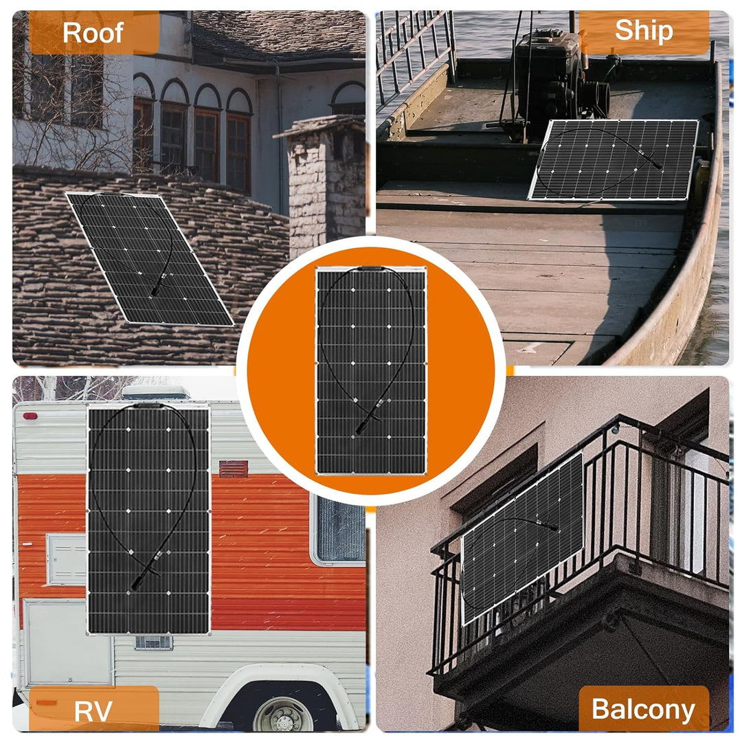 400W 12V Flexibel Solarpanel 4x100W 18V Monokristalline Photovoltaik Solarmodule für Batterien, Wohn