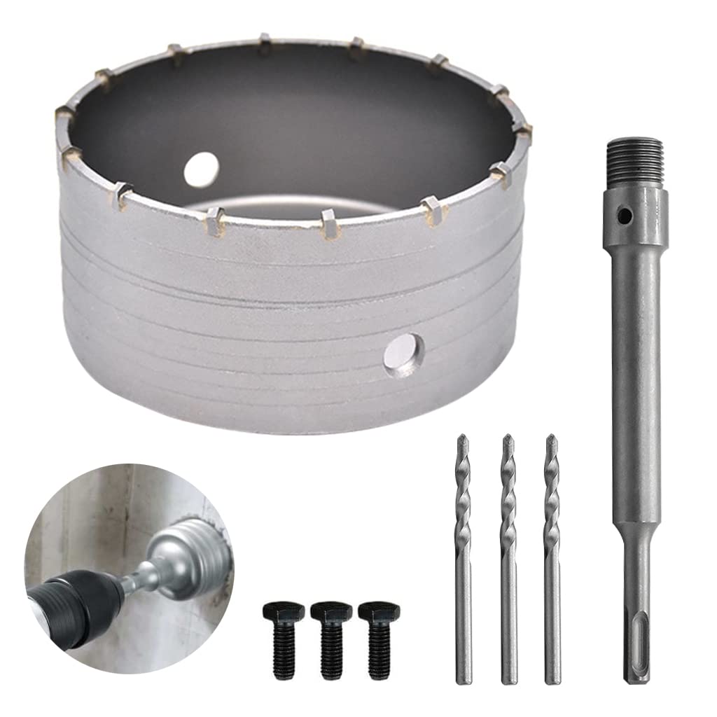 4tlg Bohrkrone Steckdose,130mm Dosenbohrer, mit 220mm SDS plus Adapter und 3 x Zentrierbohrer 110mm,