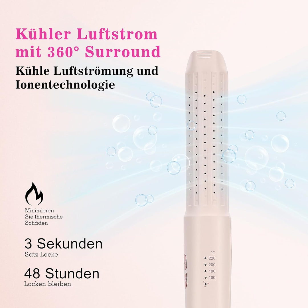 2-in-1 Lockenstab & Haarglätter mit Kaltluft – Professioneller Haarcurler mit Keramik-Heizplatten, N
