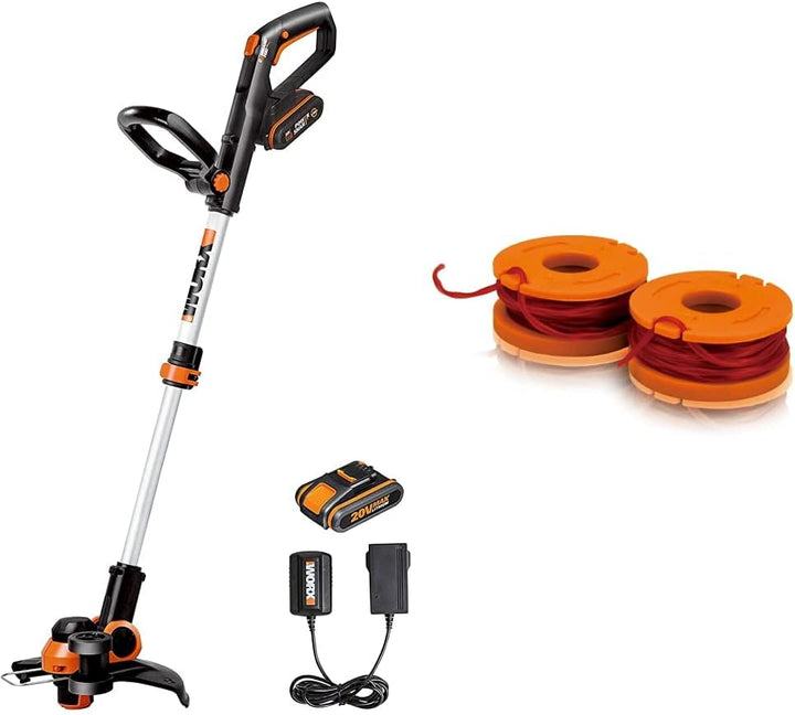 Worx Powershare 20V Li-Ion Akku-Rasentrimmer (2 Akkus), WG163E & WA0004.1 Rasentrimmer Faden für all