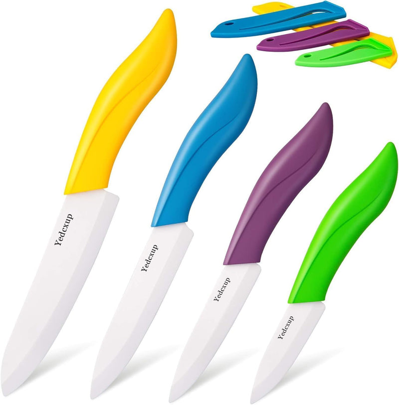 Keramikmesser Set 4 - Sehr scharf Gemüsemesser Gute Handhabung küchenmesser klein, Enthält ein 7.6cm