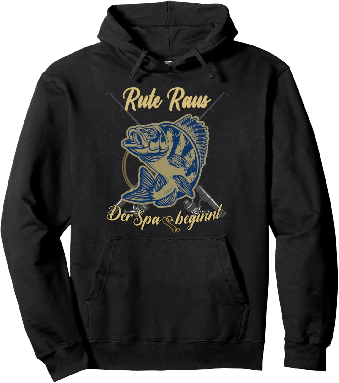 Karpfen Hecht Mann Carp Fishing Rute raus der Spass beginnt Pullover Hoodie