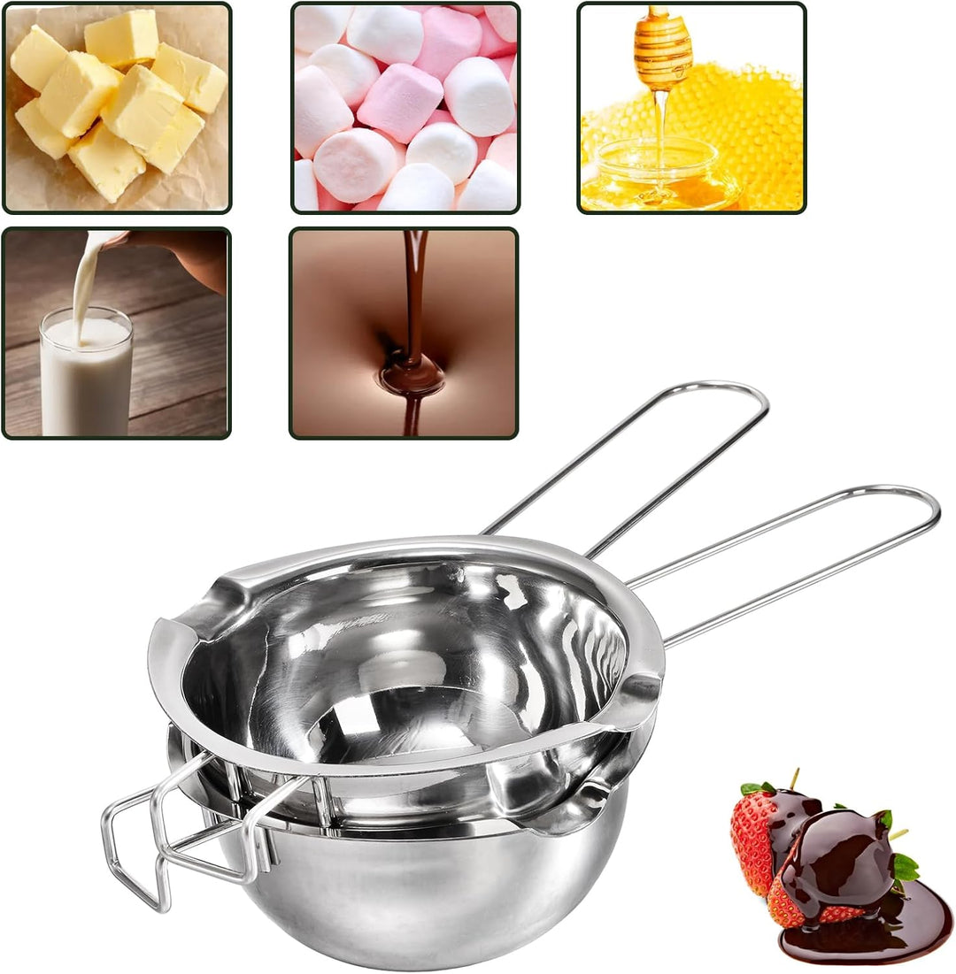 Lawei 2er set Wasserbad Schmelzschale 500ml Edelstahl Schokoladen Schmelztiegel Kerzen Schmelztopf m