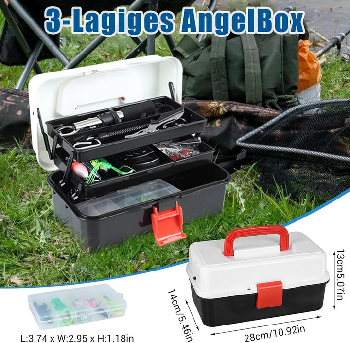 Angelzubehör Set,213 Pcs Angelköder Set und Werkzeugset mit Lippenclips, Hakenentferner, Angelkoffer