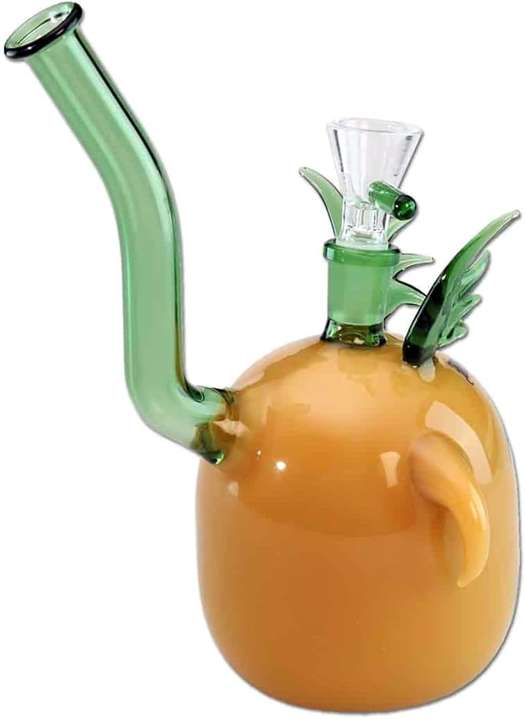 Black Leaf Grumpy Percolator Bong 20 cm | Orange/Grün | Perkolator Bong 14,5 (NS 14) aus Borosilikat