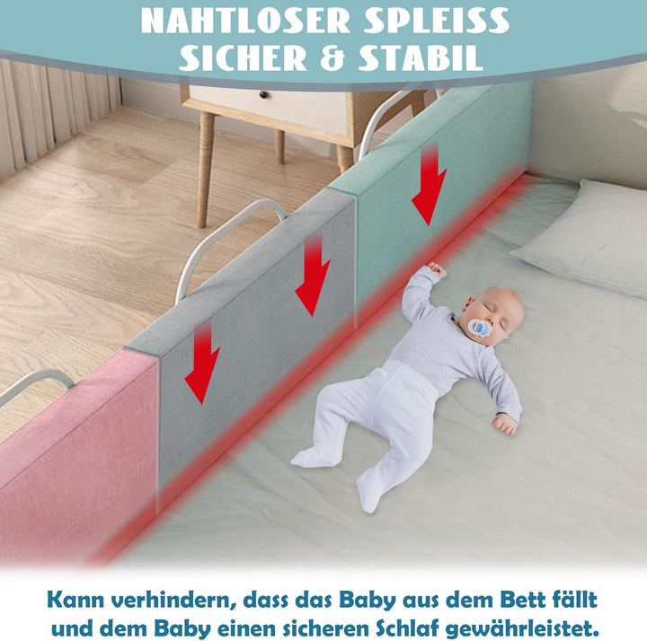 SUBTLETY 50cm Baby Bettgitter mit Leinen Softpack 5-Loch Höhenverstellbar Rausfallschutz Kinderbettg